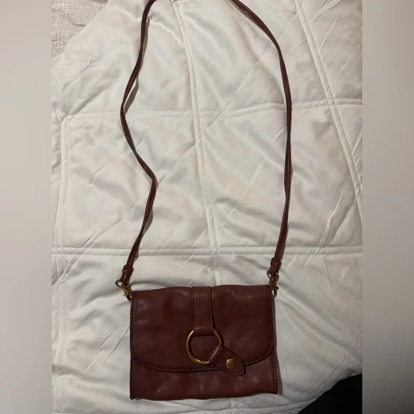 Frye Brown Leather Crossbody Bag with Gold Ring - Picture 2 of 12